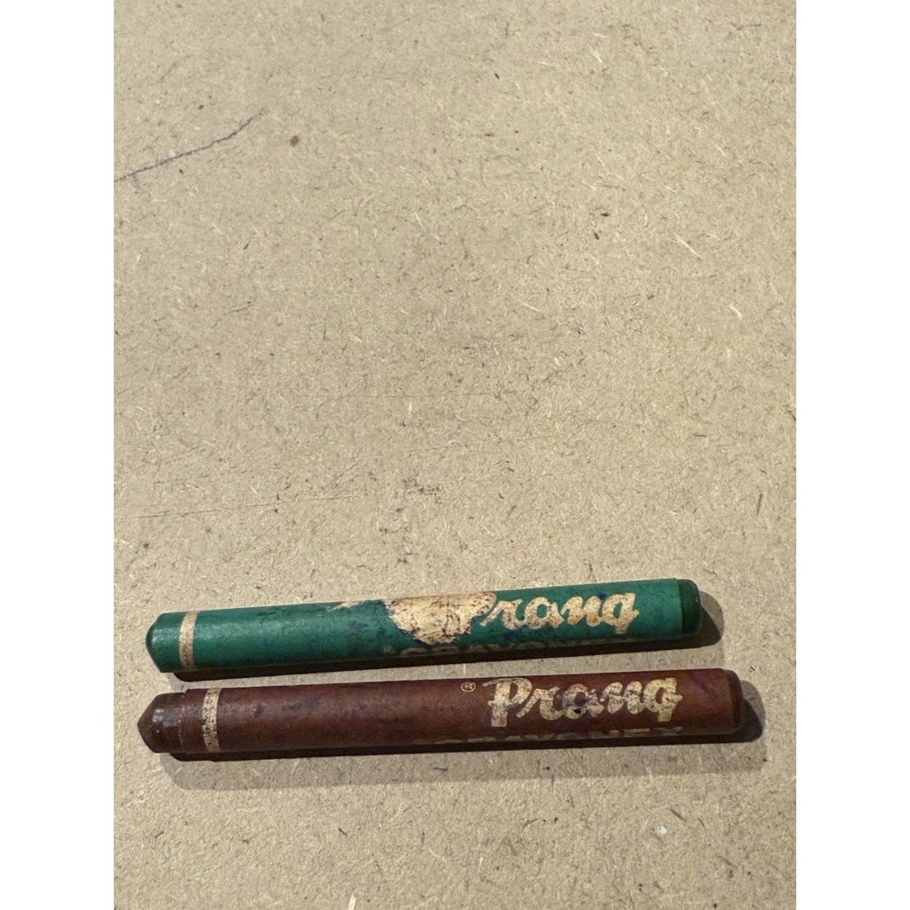 vintage 2 Prang crayons gold foil lettering on the paper wrapper Green Brown